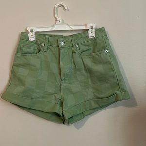 Green checkered Jean shorts